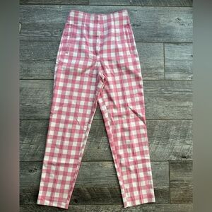 Zara Pink and White Gingham Trousers